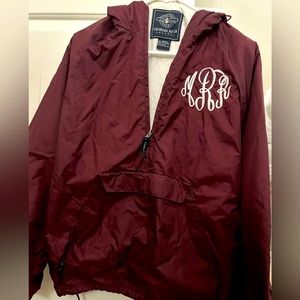 Charles River apparel quarter zip rain jacket maroon medium